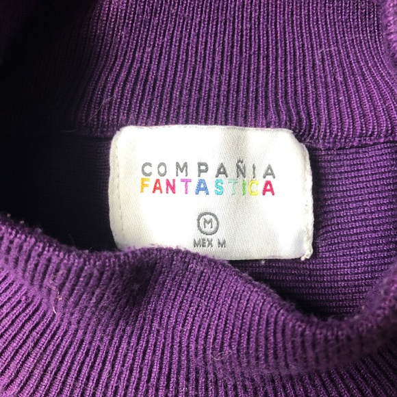 Purple Mock Neck Swing Hem Sweater - Picture 3 of 3